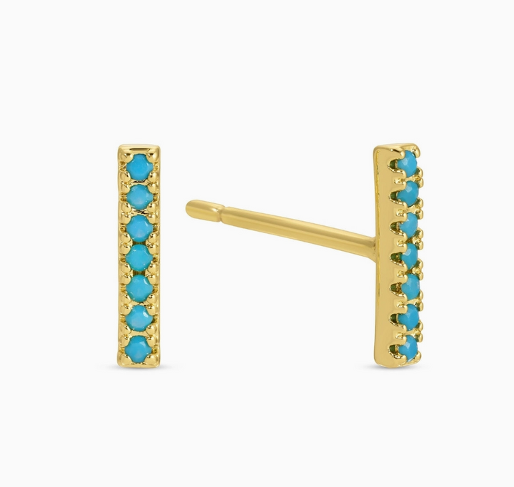 Pavé Bar Studs • Blue