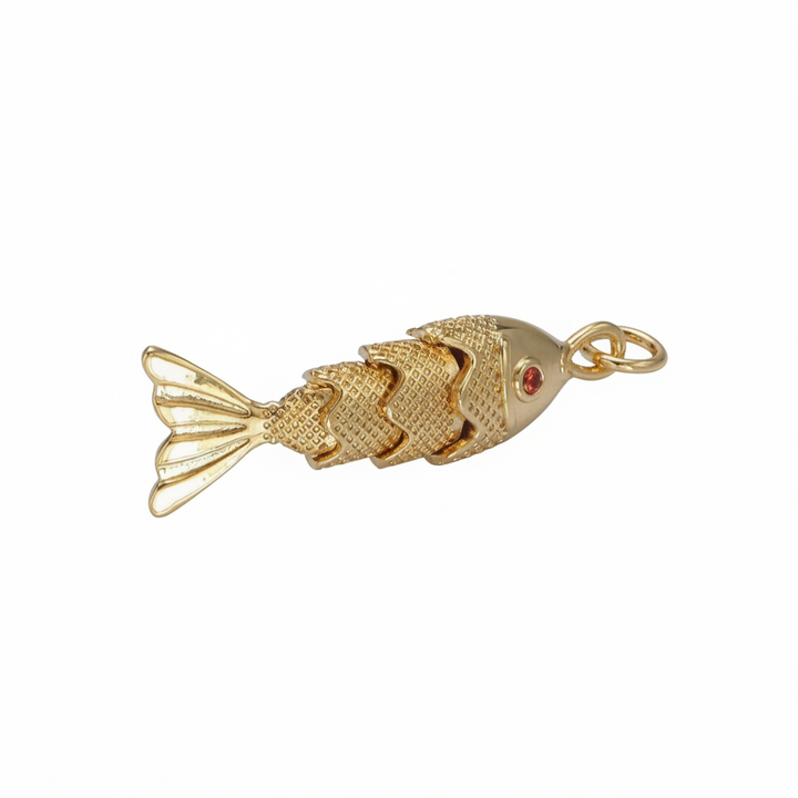 Orange Articulate Fish Charm • 30mm
