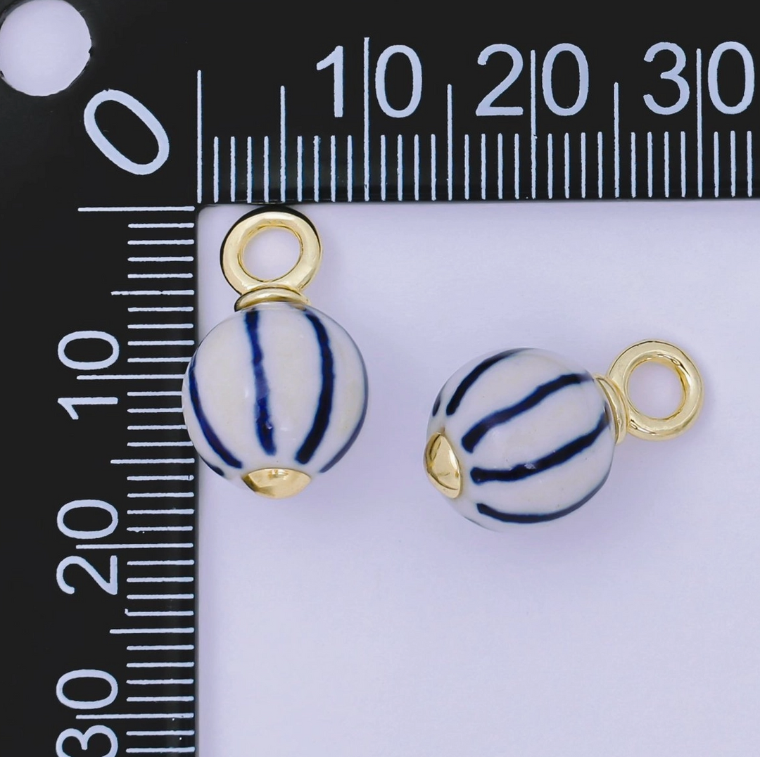 Ceramic Drop Charm • Blue Stripes
