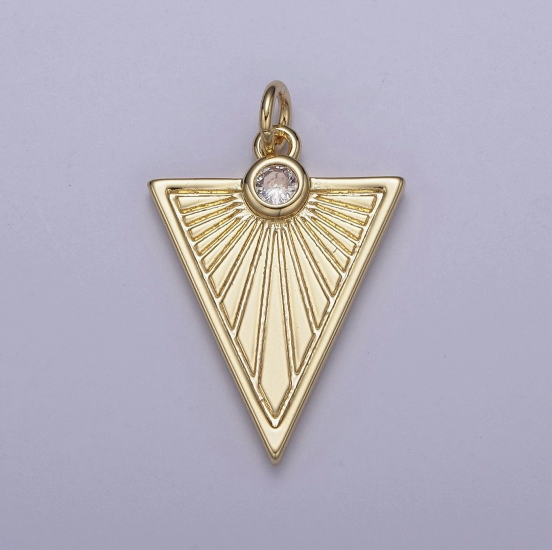 CZ Sun Ray Triangle Charm