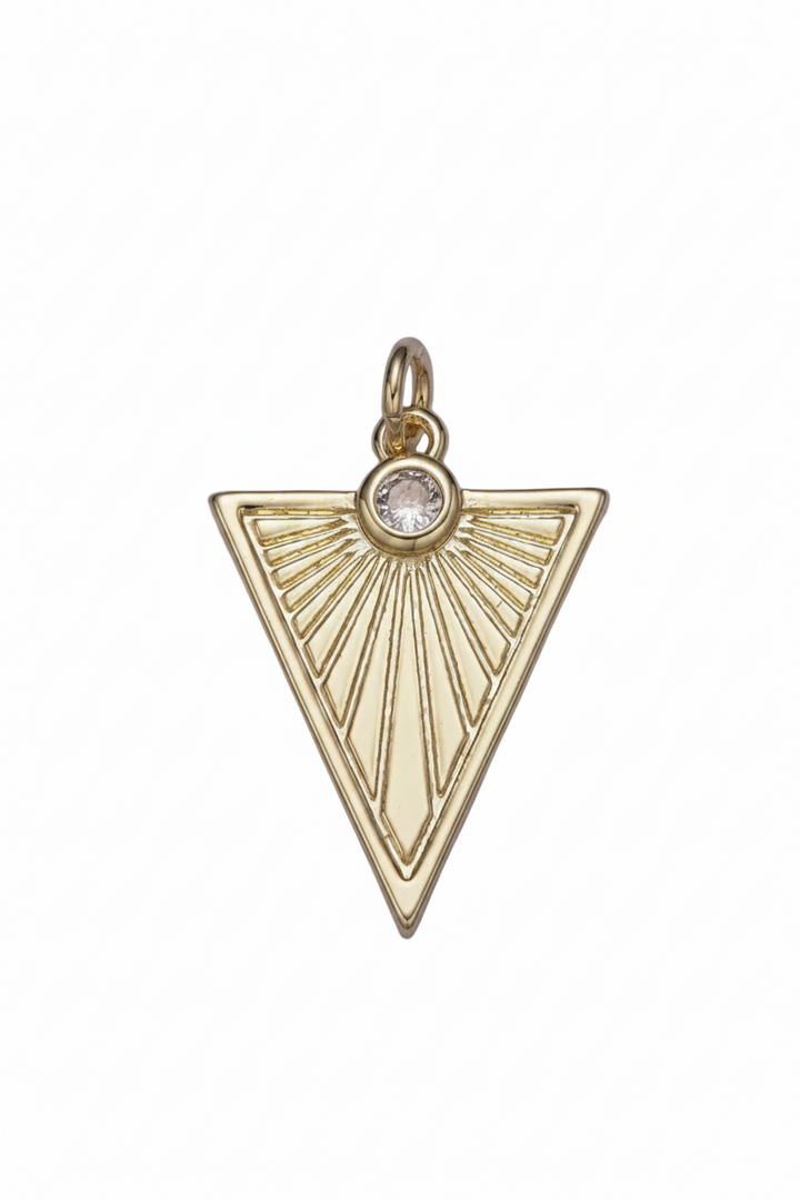 CZ Sun Ray Triangle Charm