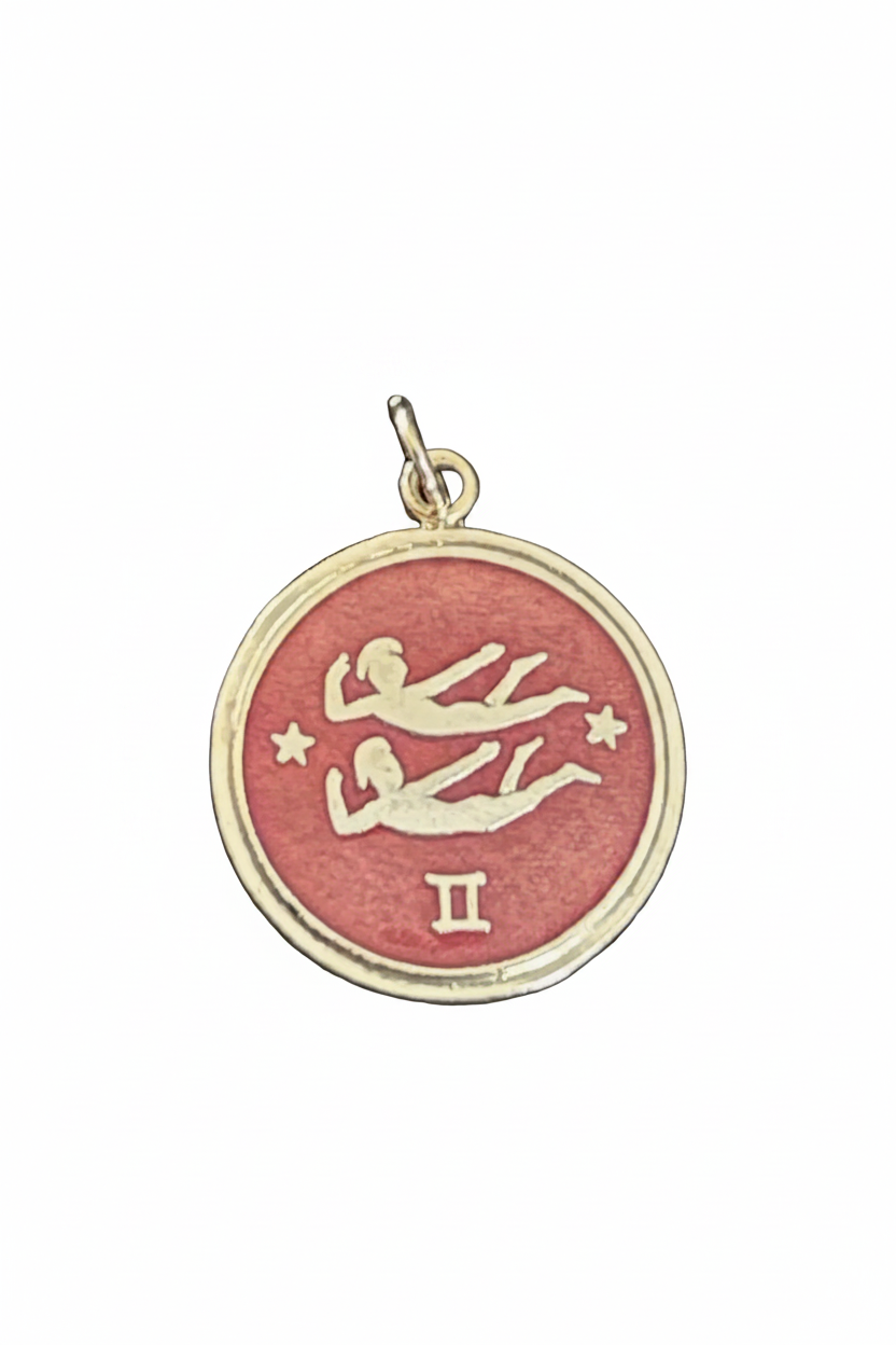 Vintage Zodiac Enamel Pendant • Gemini