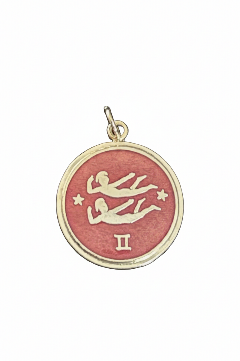 Vintage Zodiac Enamel Pendant • Gemini