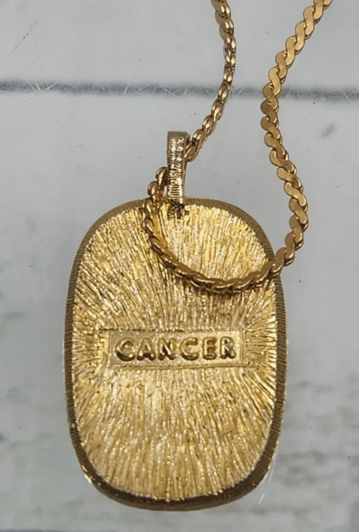 Vintage Zodiac Enamel Pendant • Cancer