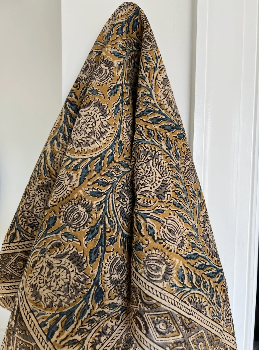 Square Bandana • Indigo Kalamkari