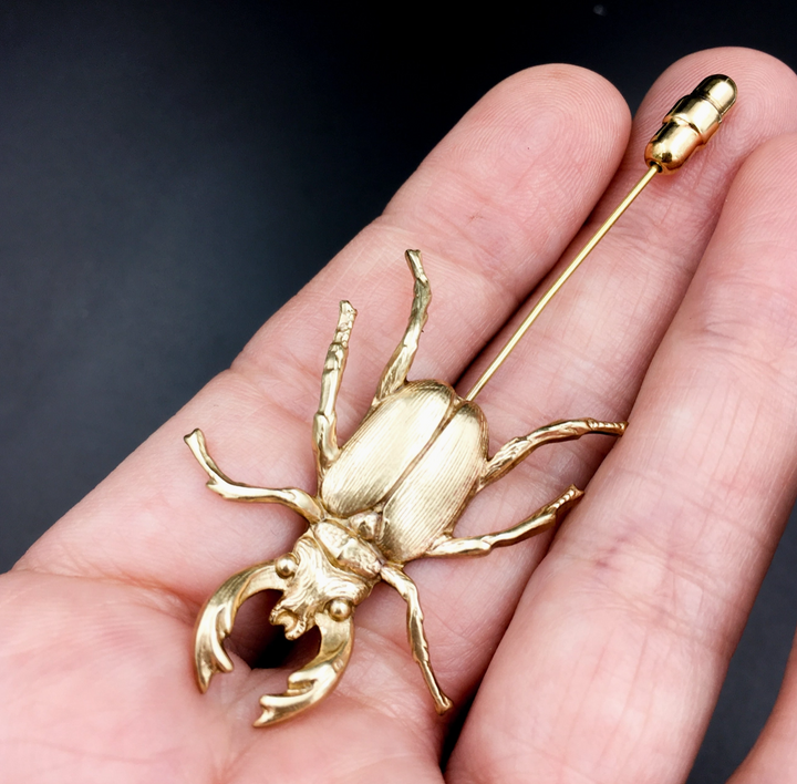 Gold Stag Beetle Insect Stick Pin