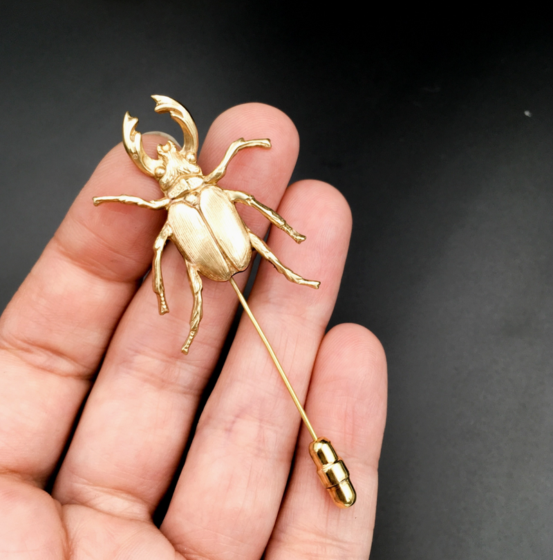 Gold Stag Beetle Insect Stick Pin