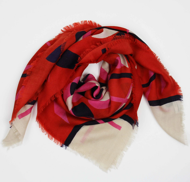 Electra Square Wool Scarf • Fuchsia