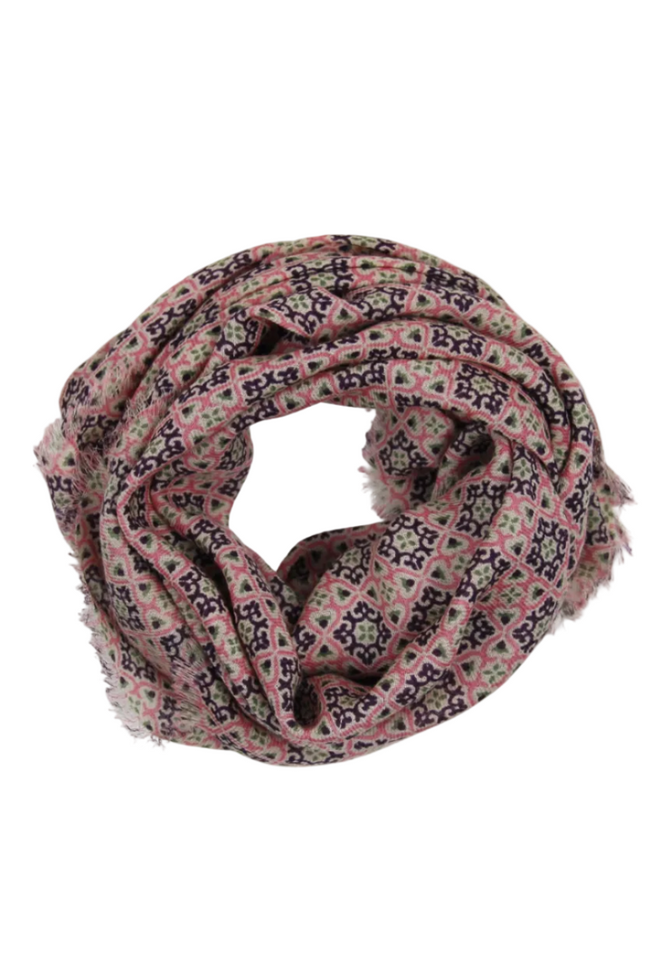 Lisbon Square Wool Scarf • Pink