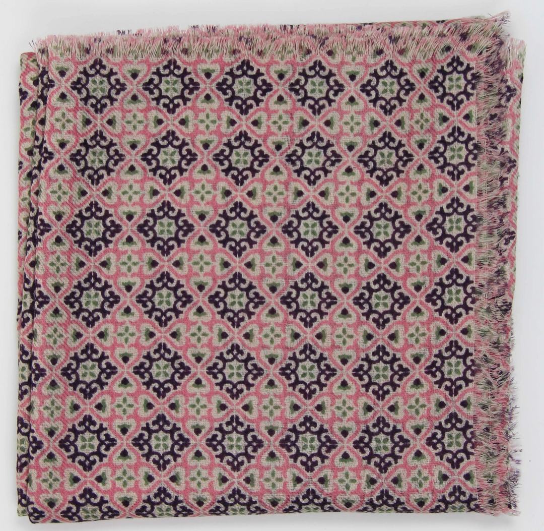 Lisbon Square Wool Scarf • Pink
