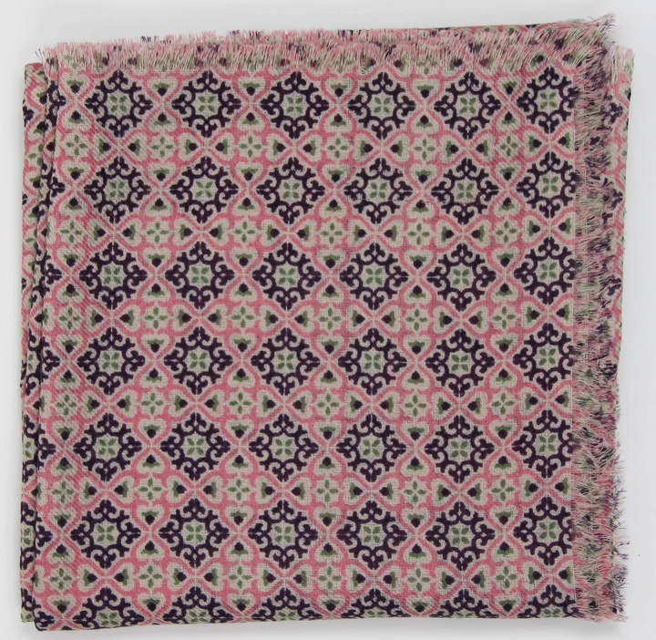 Lisbon Square Wool Scarf • Pink