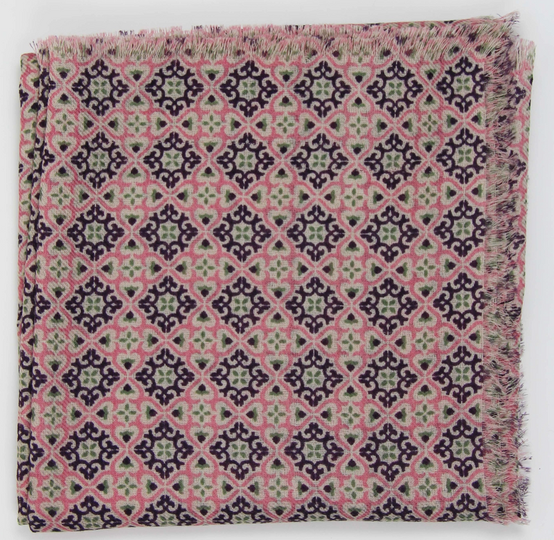Lisbon Square Wool Scarf • Pink