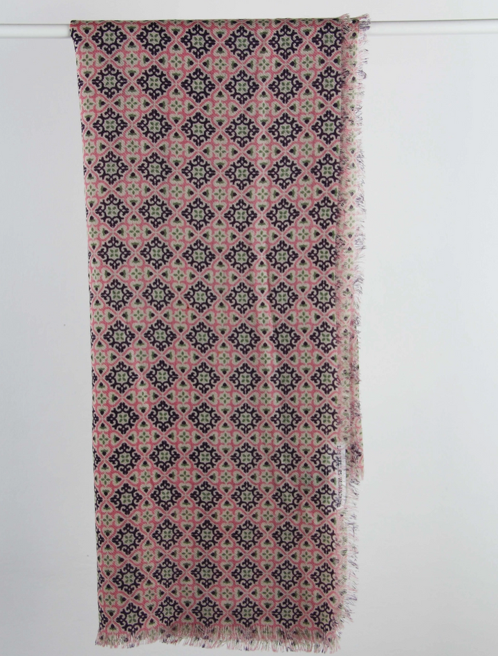 Lisbon Square Wool Scarf • Pink
