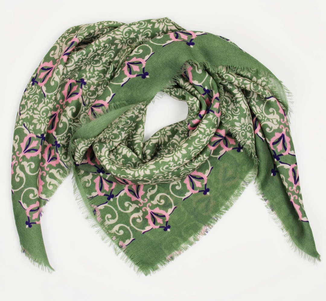 Venice Square Wool Scarf • Khaki