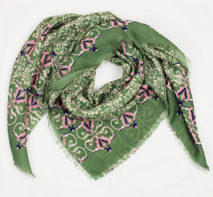 Venice Square Wool Scarf • Khaki