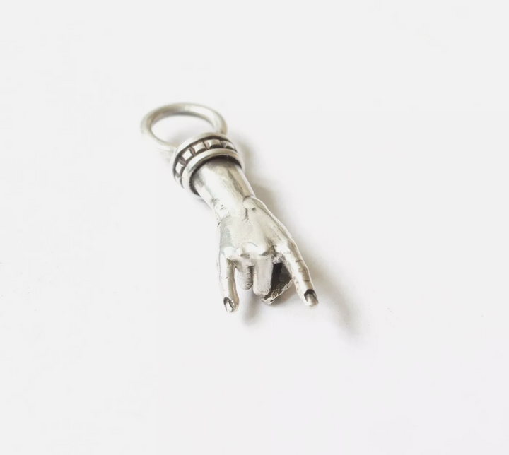 Sterling Silver Mano Cornuto Pendant