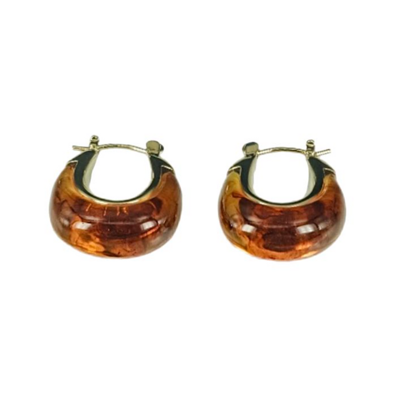 Gold + Resin Oval Hoop