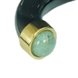 Black Resin Open Cuff w/ Gemstone