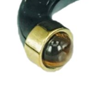 Black Resin Open Cuff w/ Gemstone