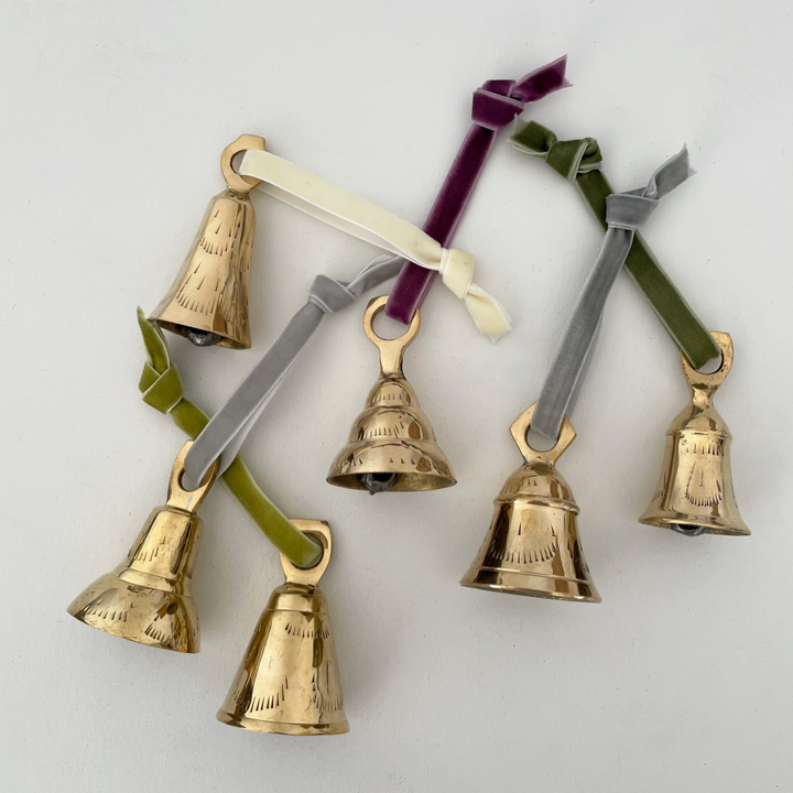 LARGE Brass Flared Bell • w/ Velvet Ribbon