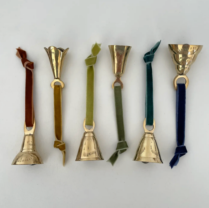 MEDIUM Brass Flared Bell • w/ Velvet Ribbon
