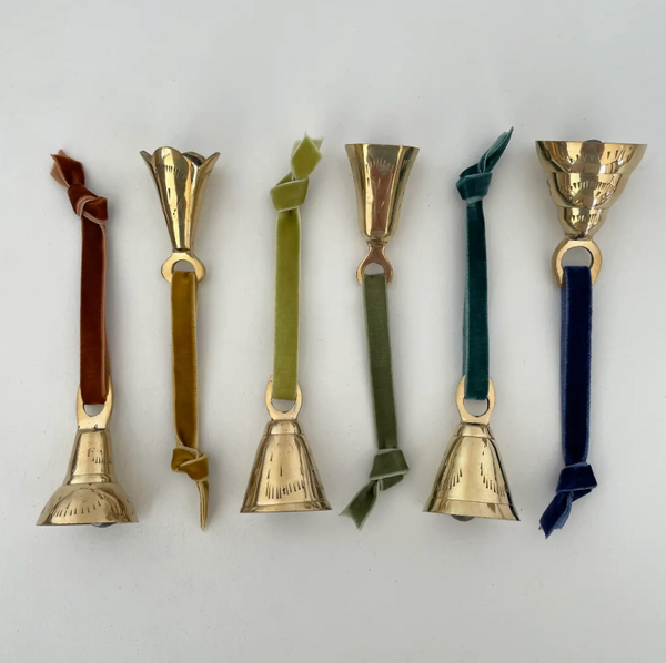 MEDIUM Brass Flared Bell • w/ Velvet Ribbon