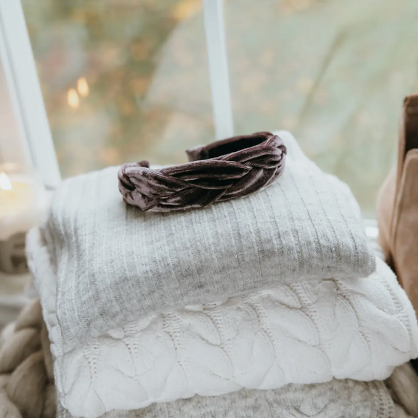 Velvet Braided Headband • Vintage Mauve
