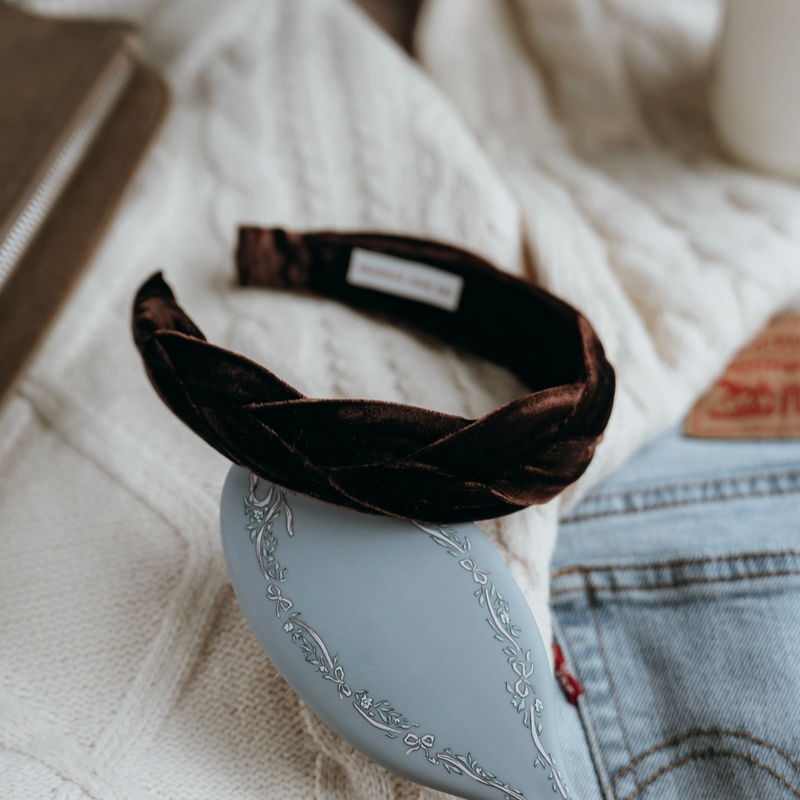 Velvet Braided Headband • Chocolate