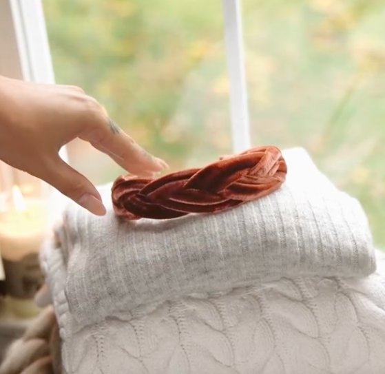 Velvet Braided Headband • Copper