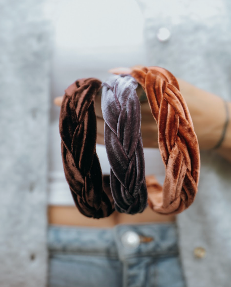 Velvet Braided Headband • Copper