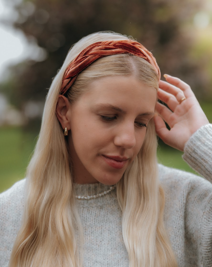Velvet Braided Headband • Copper