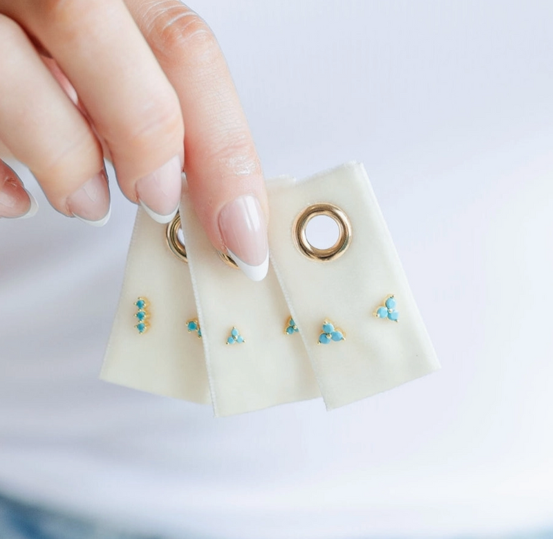 Triple Cluster Studs • Blue