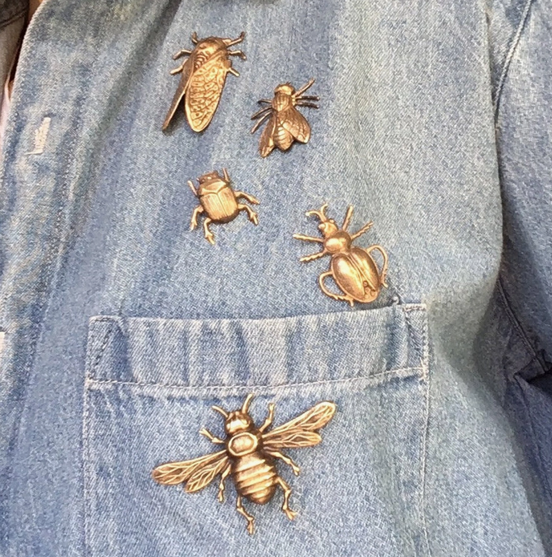 Brass Grasshopper Brooch