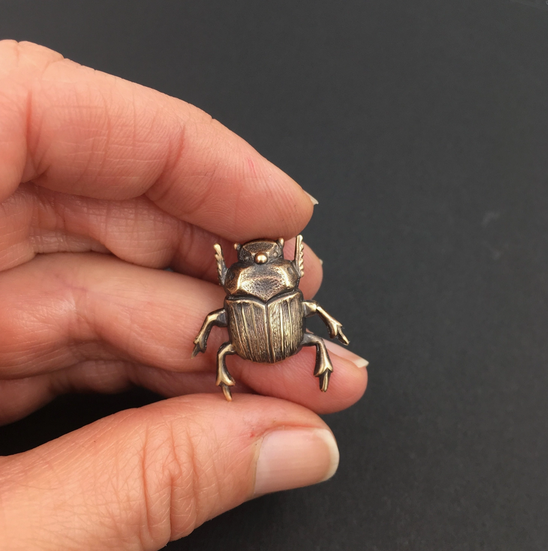 Brass Scarab Beetle Brooch