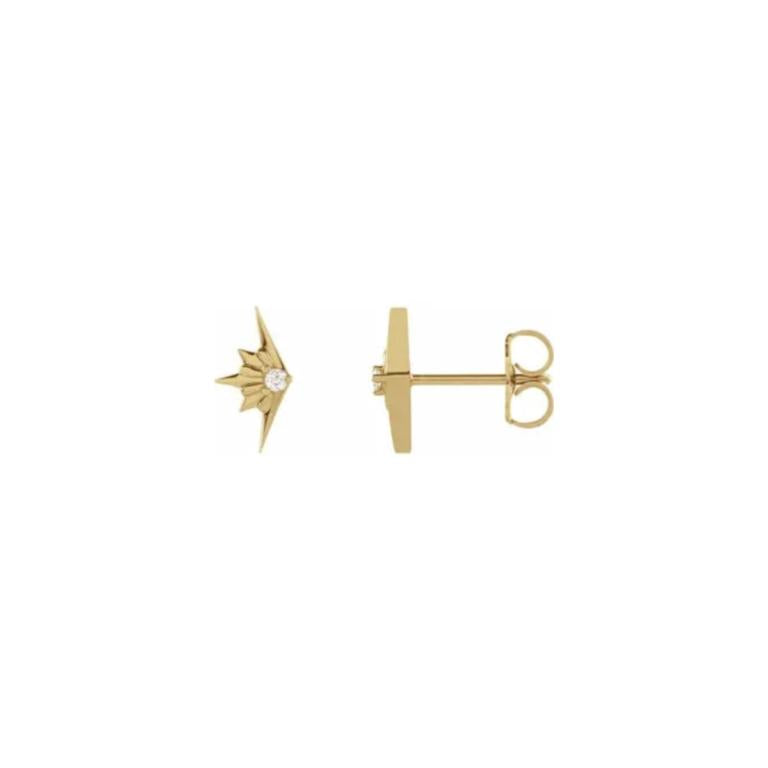 14k Half Starburst Diamond Studs
