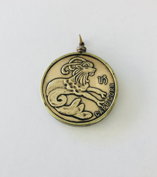Vintage 40mm Zodiac Coin Medallion with Bezel