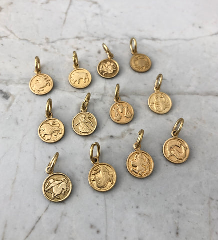 8mm Round Zodiac Charms