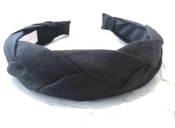Linen Braided Headband • Black