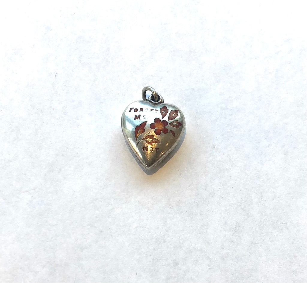Vintage FORGET ME NOT Puffy Heart Charm