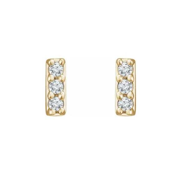 14k 3-Stone Diamond Stud