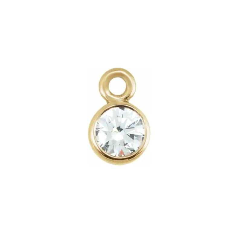 14k Micro Diamond Bezel Charm