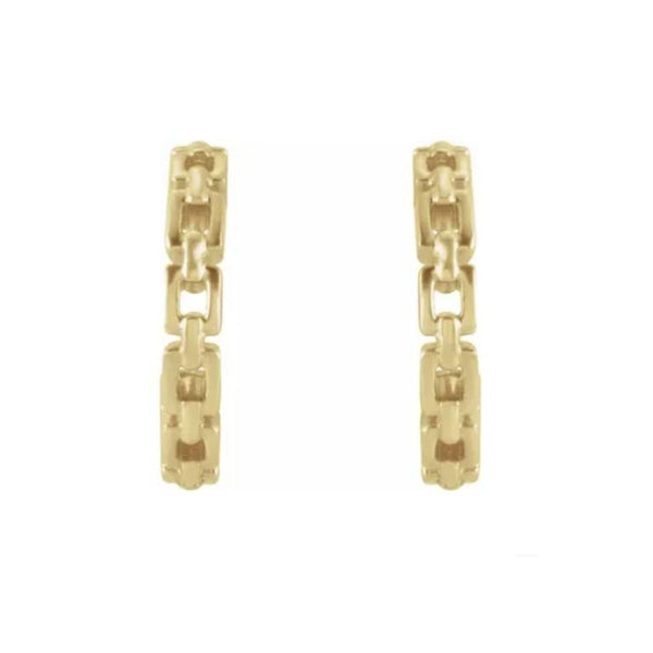 14k Chain Link Huggie Hoops
