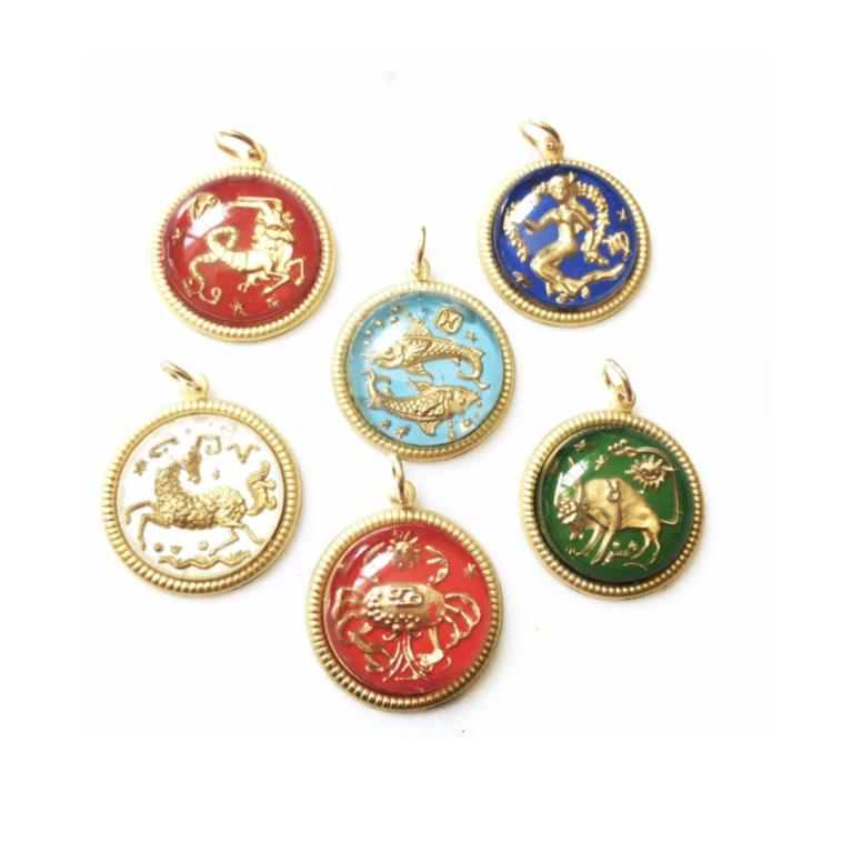 Vintage Glass Dome Zodiac Pendants