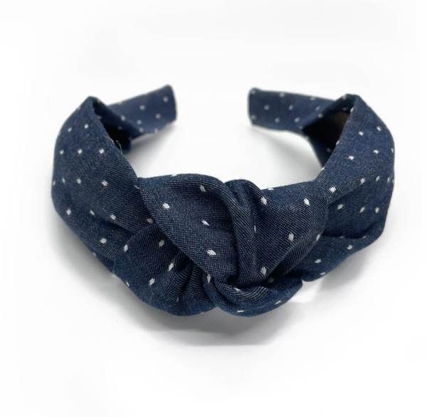 Knot Headband • Indigo w/ White Dots