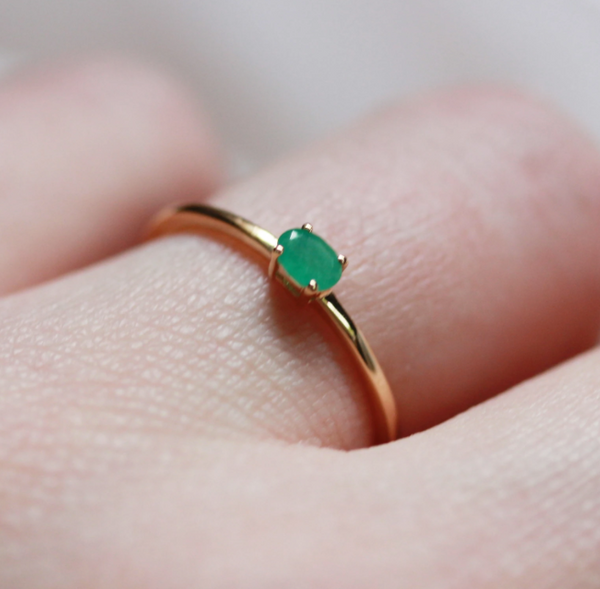 Mini Gem Stacking Ring • Emerald