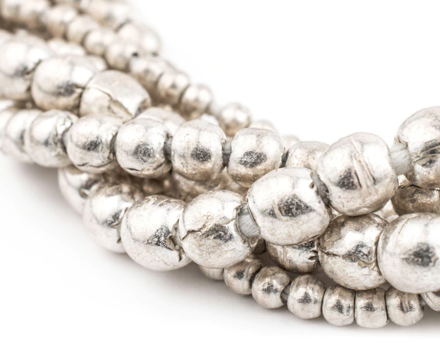 Ethiopian Metal Bead Necklace • White