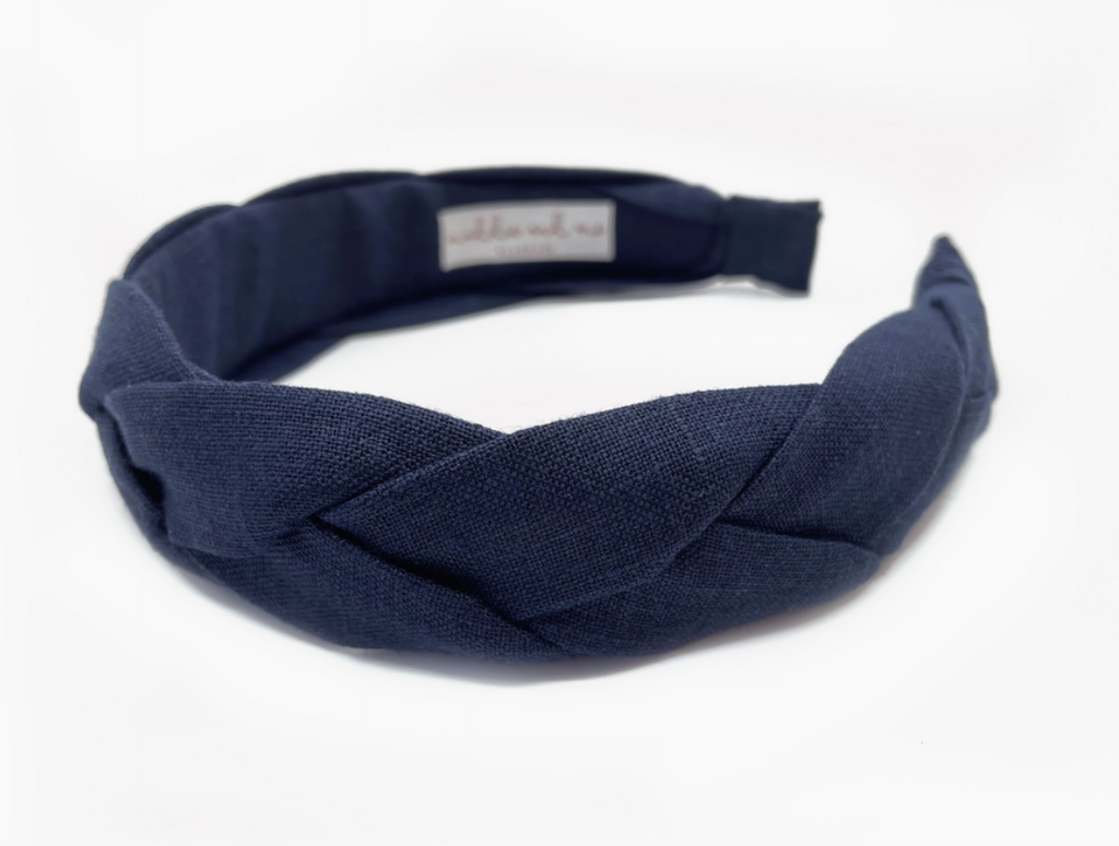 Linen Braided Headband • Navy