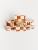 Brown Checkered Hair Claw