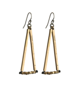 Bronze Rods with Faceted Bead Earrings
