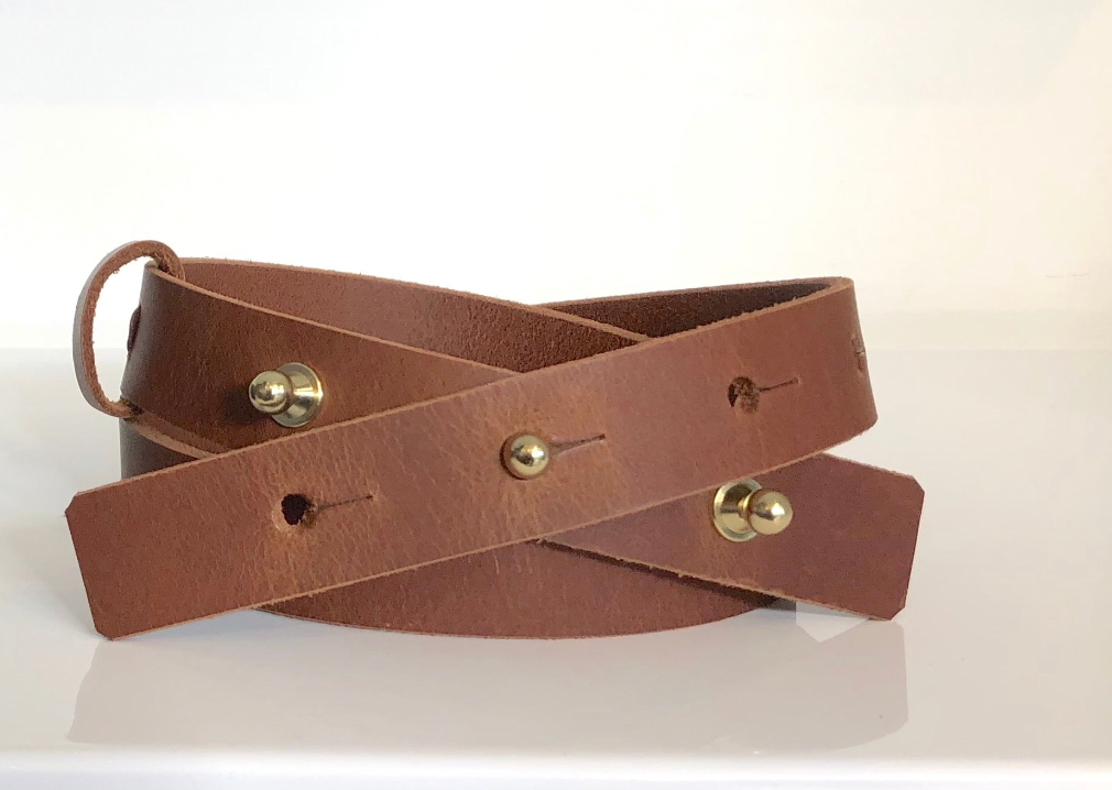 Brass Button Leather Belt